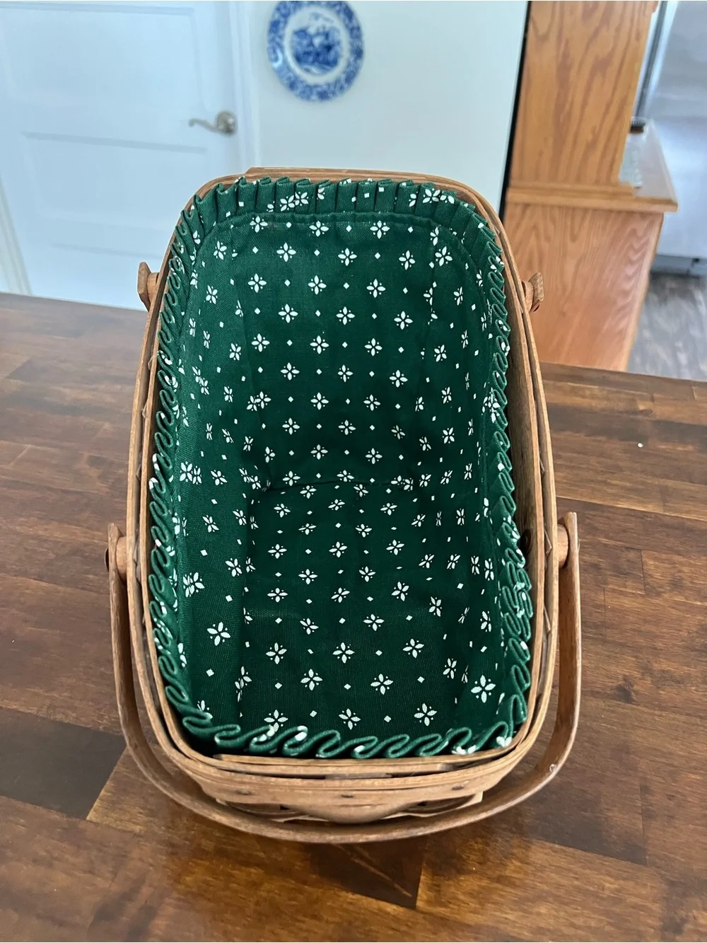 Longaberger, Vegetable Basket, Heritage Green Fabric Liner, 1985